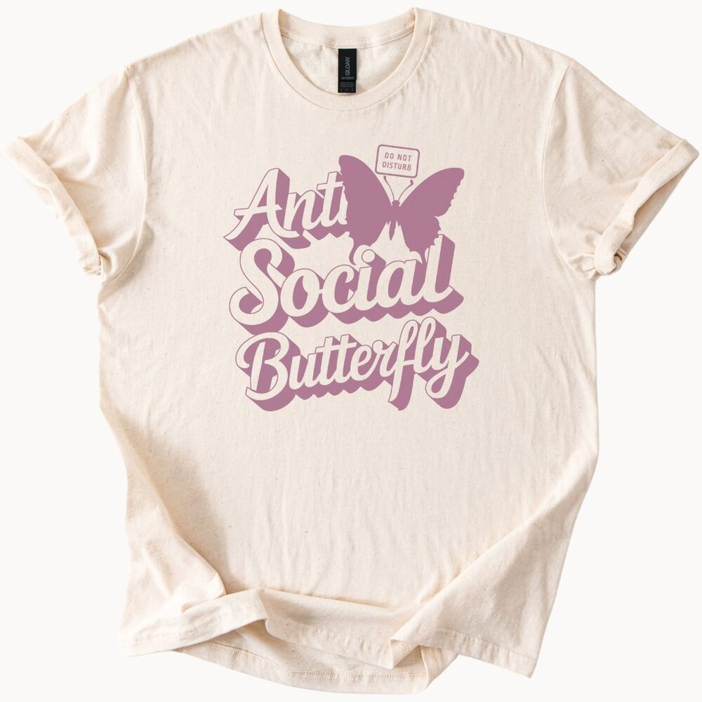 Anti Social Butterfly Graphic T-Shirt Do Not Disturb Tee